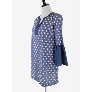 Boden US 6 Jodie Kaftan Bell Sleeve Tunic Dress Dotted Blue White